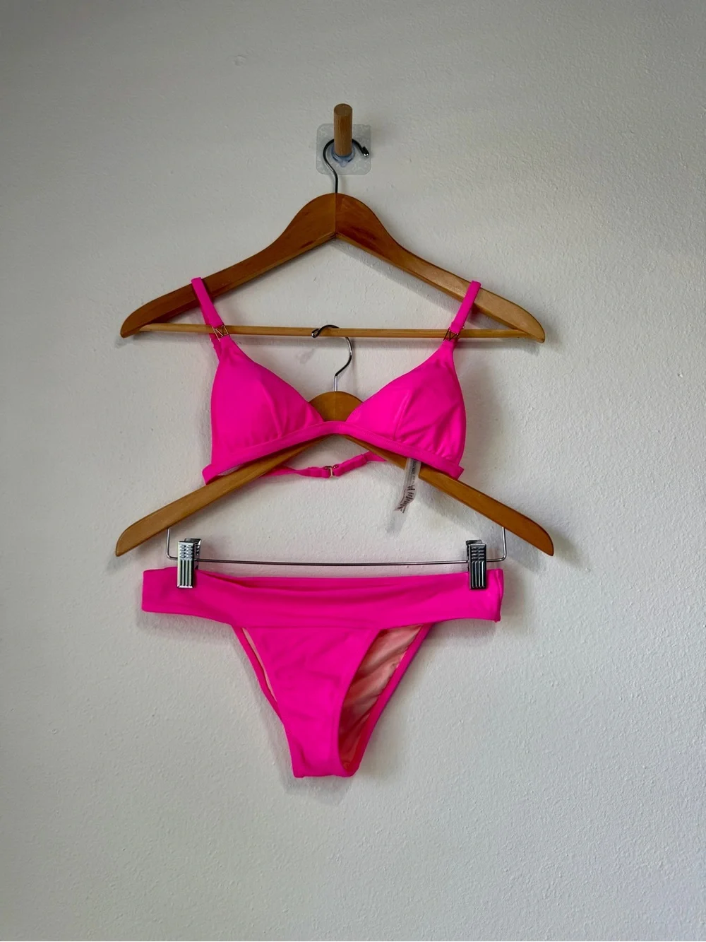 Victoria’s Secret Neon Pink Bikini Set Triangle Top XS Bottom Small